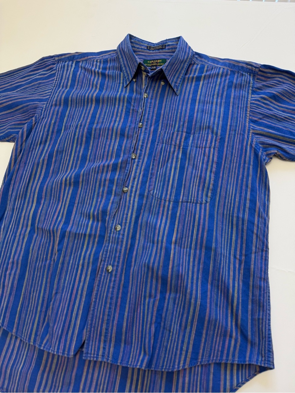 VTG Colours by Alexander Julian Blue Striped Men's Button-Up Shirt Large